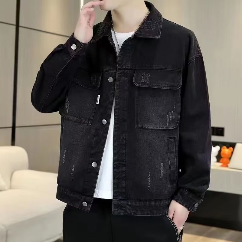 Mens Stylish Relaxed-fit Casual Denim Jacket