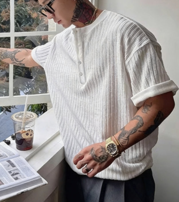 Mens Slim-Fit V-Neck Polyester Shirt