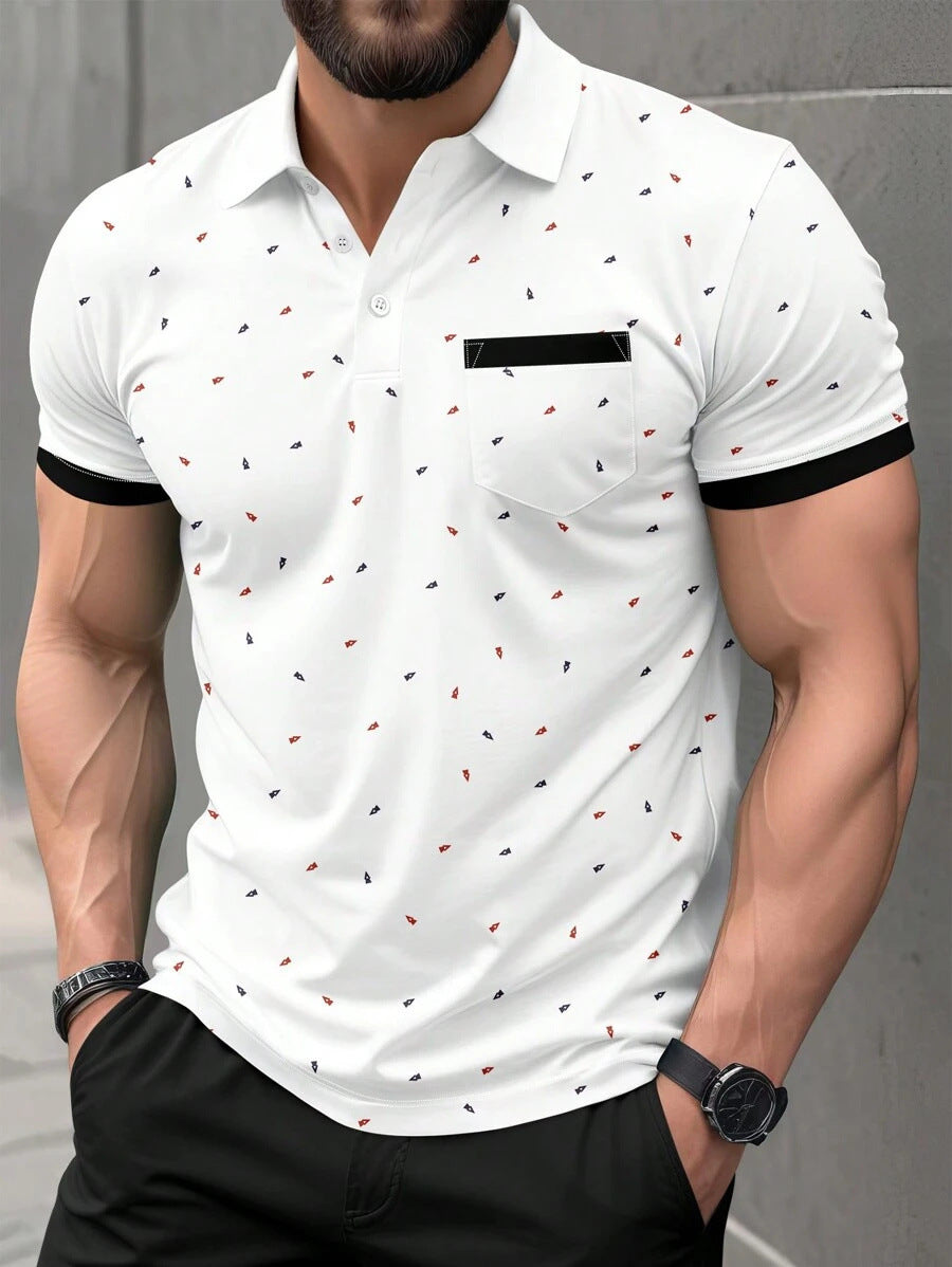 Mens Spring Summer Street-Style Lapel T-Shirt