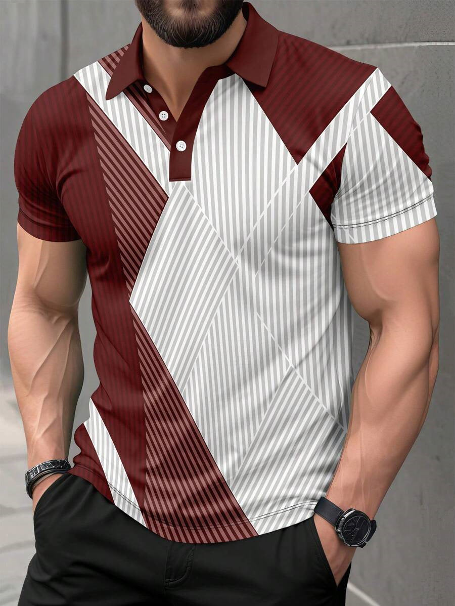 Mens Spring Summer Street-Style Lapel T-Shirt