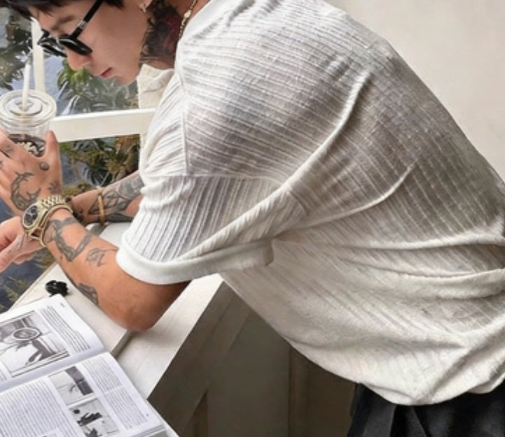 Mens Slim-Fit V-Neck Polyester Shirt