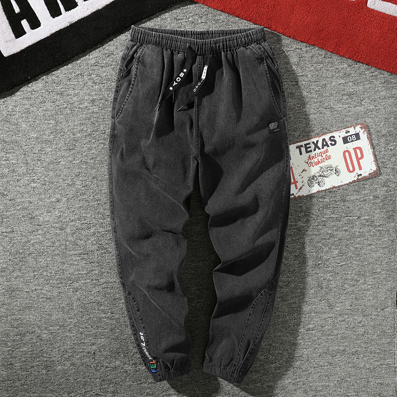 Men's Wide-leg Denim Relaxed-fit Straight Cropped Pants